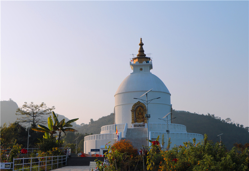 The World Peace Pagoda in Pokhara, Nepal