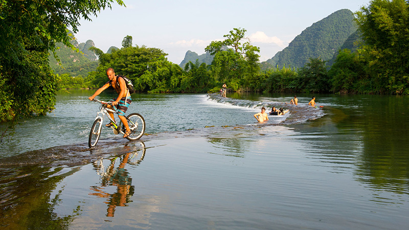 Cycling Along Li River