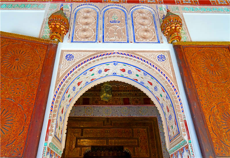 The beautiful interior decoration of Bahia Palace, Marrakech