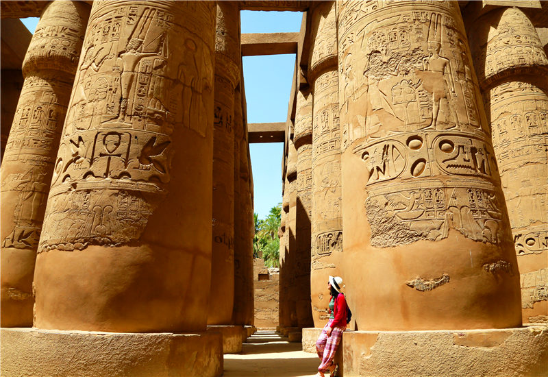 The magnificent columns in the Temple of Karnak, Luxor