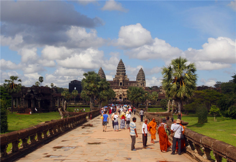 Angkor Wat with monks