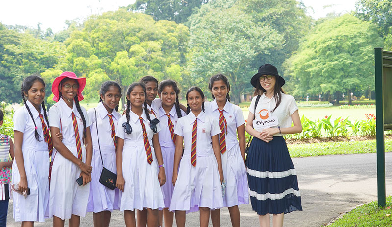 Schoolgirls in the Kandy's Royal Botanical Gardens in Sri Lanka