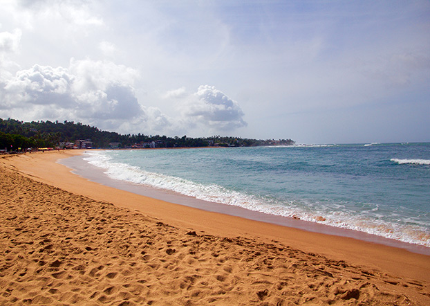 A beach in Unawatuna, Sri Lanka