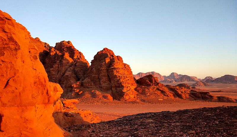 Wadi Rum is really the reddest place of Jordan, colored by iron oxide.