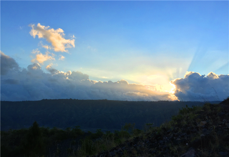 Sun Rising Above the Clouds in the Mount Batur