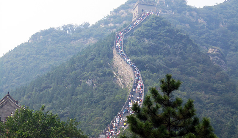 The Great Wall of China with large number of visitors
