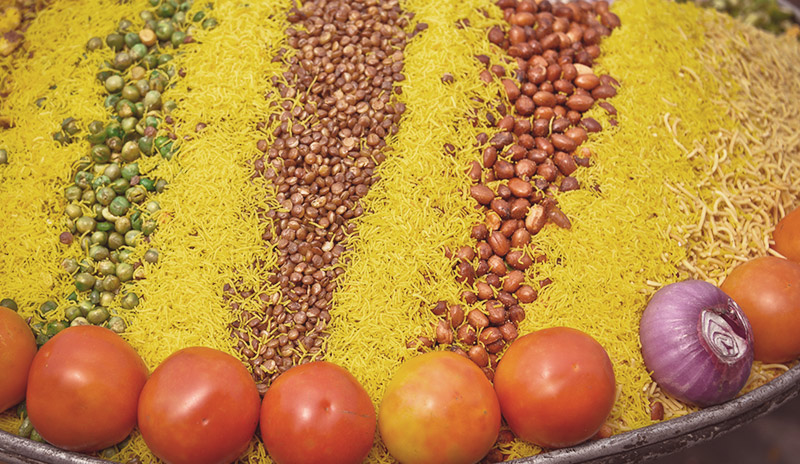 Indian Street Snack in Old Delhi Spice Market