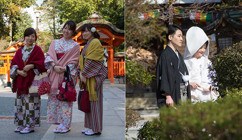 Kimono dressing and wedding dress in Kyoto