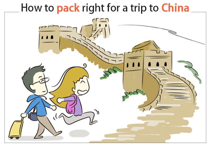 packs for a trip to China