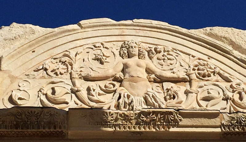 The figure of Medusa inside the Temple of Hadrian 