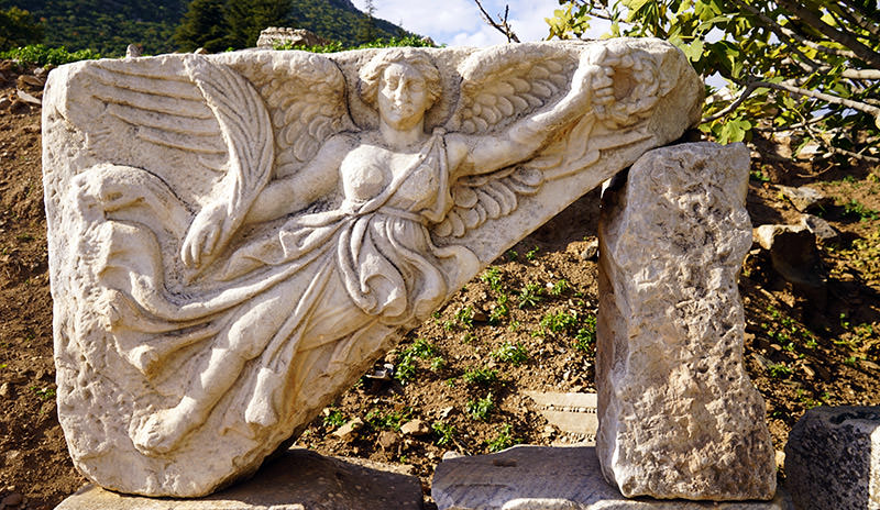 Stone carving of the goddess Nike