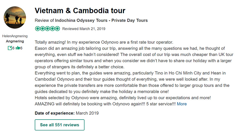Customer review on TripAdvisor