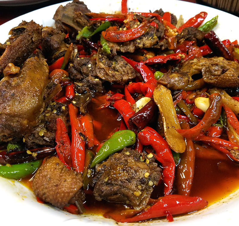 Duck with chillies in Hunan