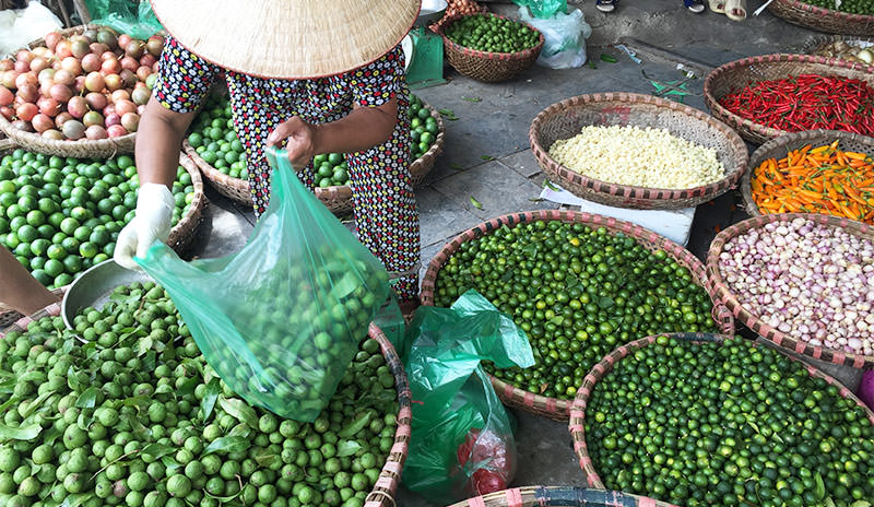 Market selling various chillis and spices