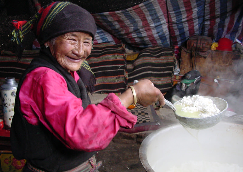 Tibetan local lifestyle--cooking food