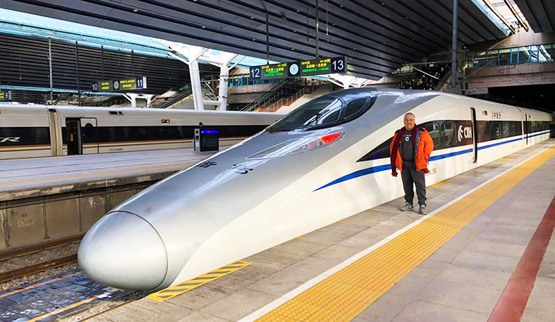 Odynovo guest at a high-speed railway station in China
