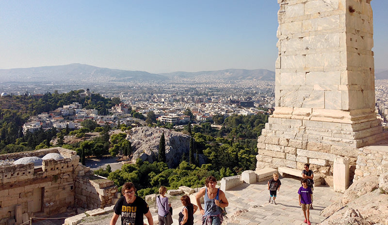 Acropolis above the city of Athens, Greece