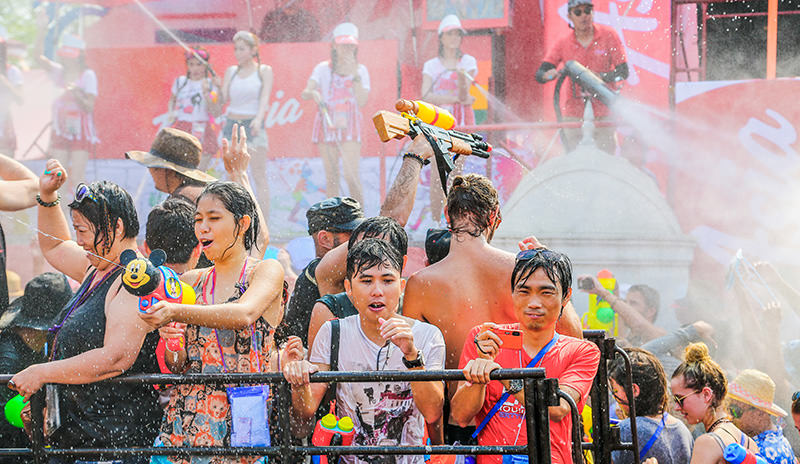 Water fights during Songkran