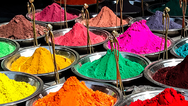 Color powders sold in the street.