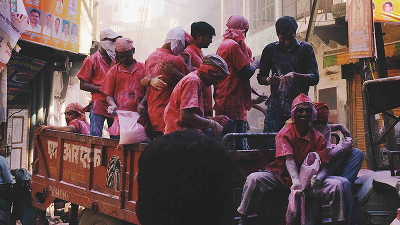 People enjoying the Holi