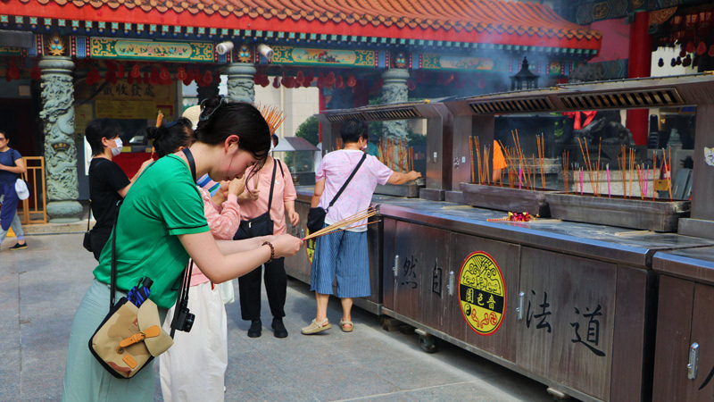 Visitors Praying at Wong Tai Sin Temple