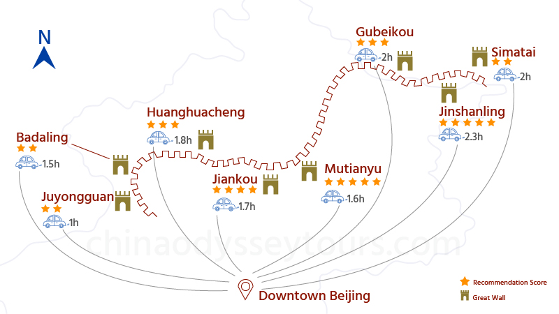 Map of the Great Wall Near Beijing