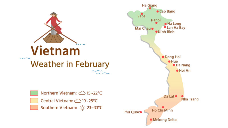 Vietnam's Weather Map in February