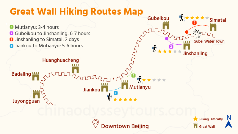 Great Wall Hiking Routes Map