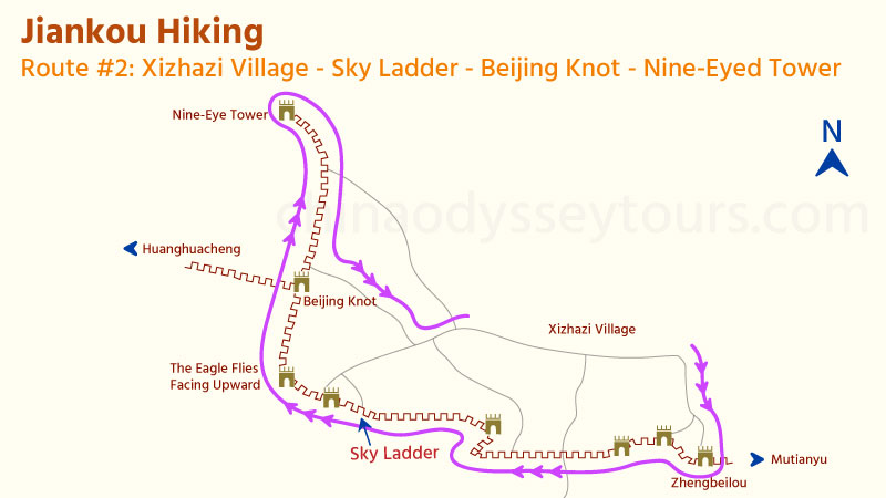 Jiankou Great Wall Hiking Route #2: From Zhengbeilou to Nine-Eyed Tower