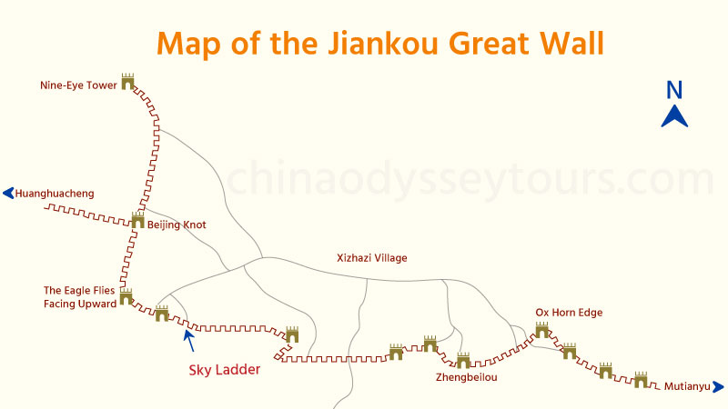 Map of Jiankou Great Wall