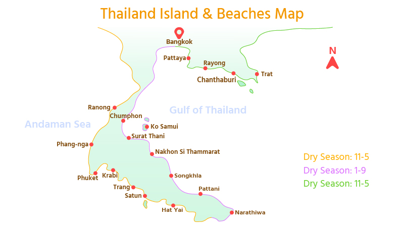 Thailand Islands & Beaches Map