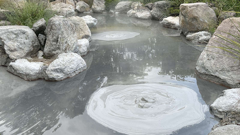 Japanese Hot Springs With Milky-White Color