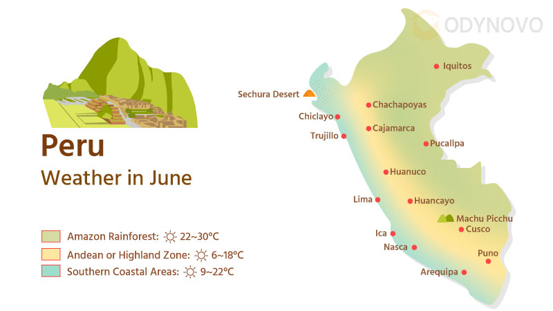 Map of Peru's Weather in June