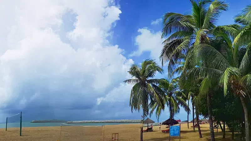 Clear blue sky and beautiful beach in Sanya