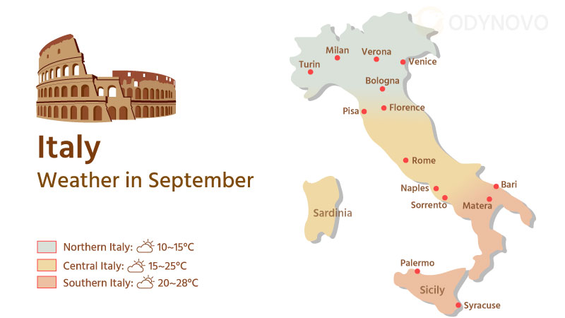 Map of Italy's Weather in September