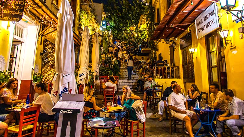 Street of Greece at Night