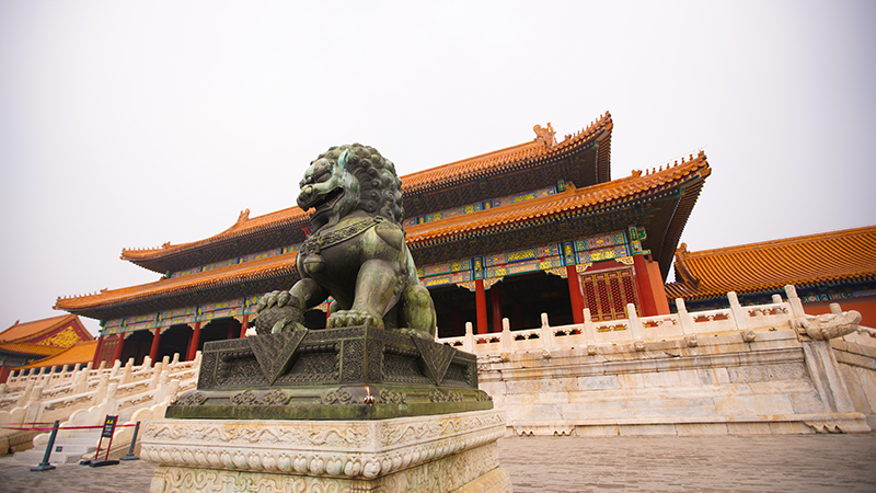 The stone lion in the Forbidden City