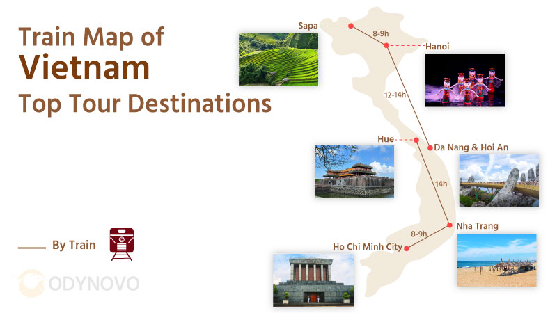 Train Map of Vietnam' Top Tour Destinations