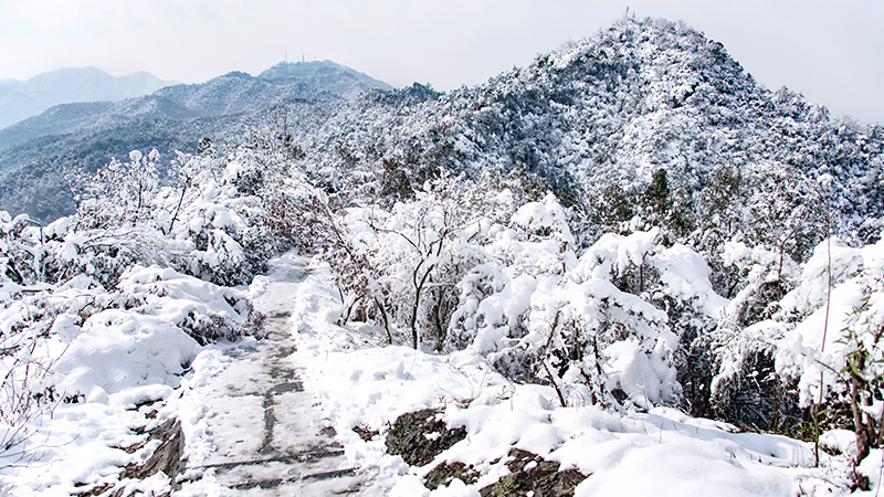 The mountains are covered in snow in winter