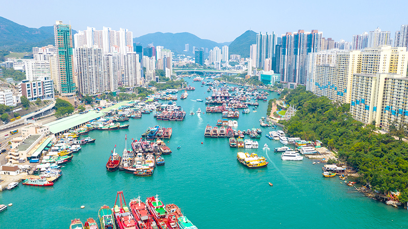 A beautiful harbor in Hong Kong