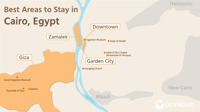 Map of Best Areas to Stay in Cairo