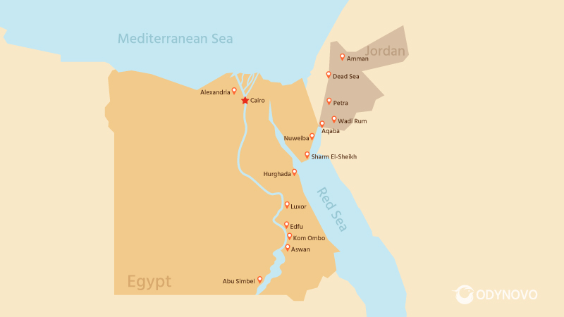 Egypt & Jordan Location Map