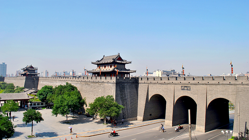 Xi'an with clear blue sky as background