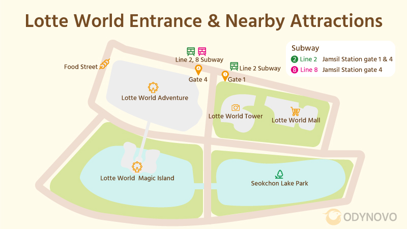 Lotte World Entrance and Nearby Attractions