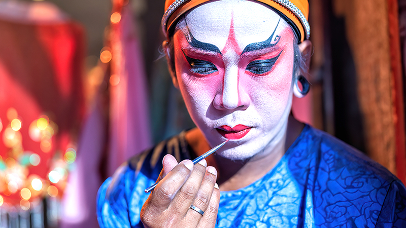 The opera actor is preparing for a show