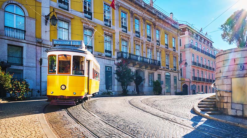 Yellow Tram on the Street