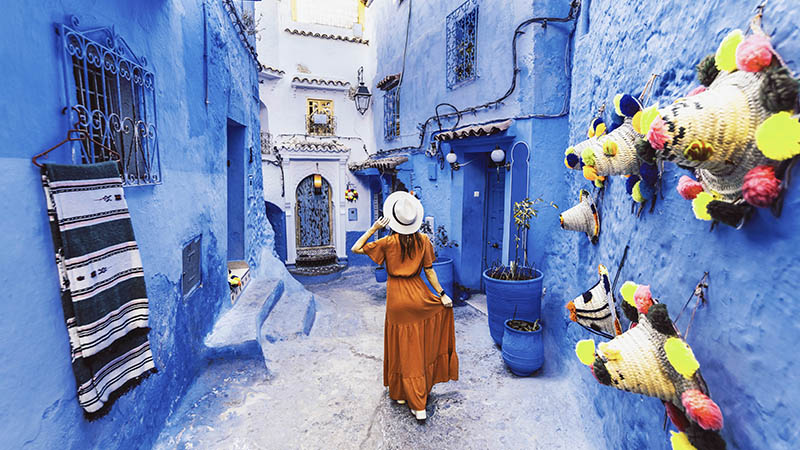 Young Woman Visiting Chefchaouen