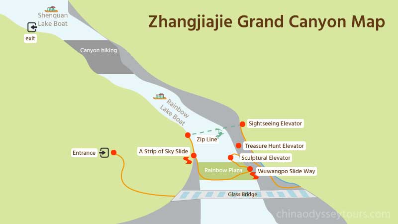 Map of Zhangjiajie Grand Canyon
