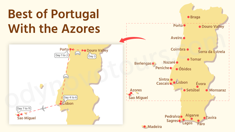 11-Day Best of Portugal with the Azores Route Map