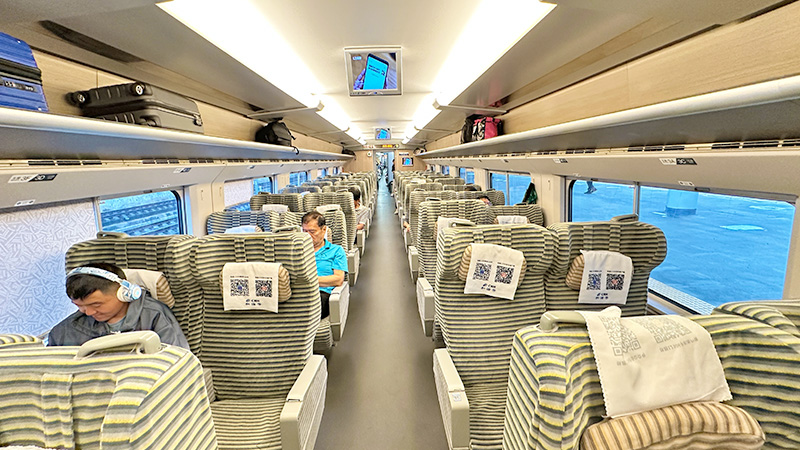 A cabin of a bullet train from Guilin to Beijing